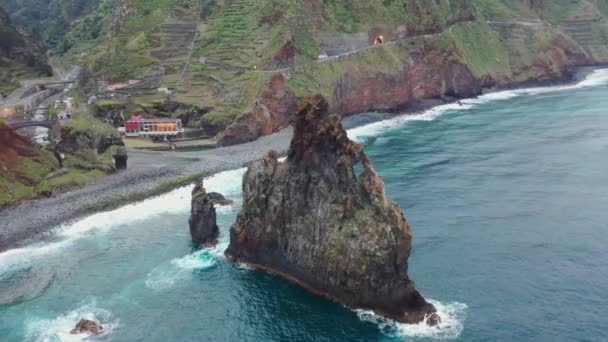 Great Video Drone Rock Madeira Portugal Called Ribeira Janela — Stock videók