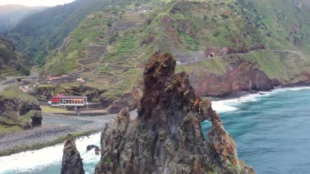 Great Video Drone Rock Madeira Portugal Called Ribeira Janela — Vídeo de Stock