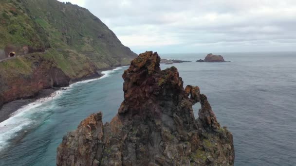 Great Video Drone Rock Madeira Portugal Called Ribeira Janela — Wideo stockowe