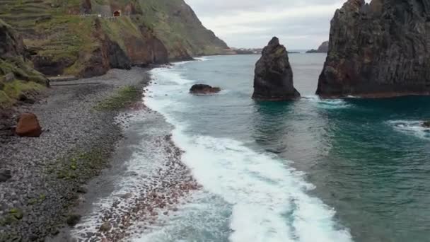 Stunning Drone Footage Beautiful Volcanic Island Called Madeira Portugal Ribeira — Stock Video