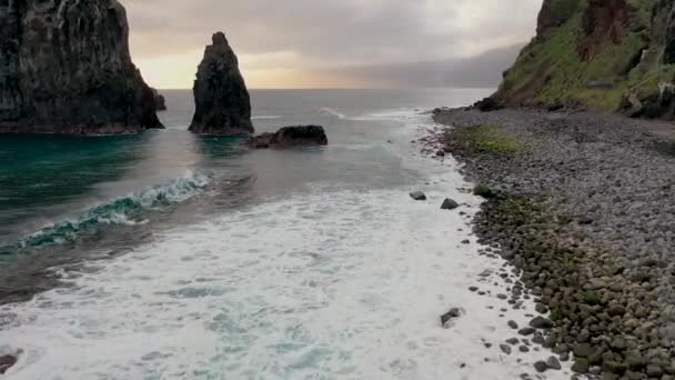 Stunning Drone Footage Beautiful Volcanic Island Called Madeira Portugal Ribeira — Vídeo de Stock