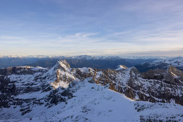 Nagyszerű Kilátás Nyílik Svájci Alpok Csúcsaira Mikulás Kilátóhelyéről — Stock Fotó