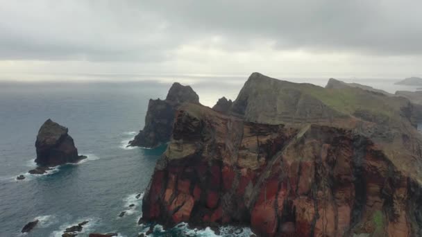 Epic Scenery Diverse Island Madeira Portugal Great Shots Red Coast — Stockvideo