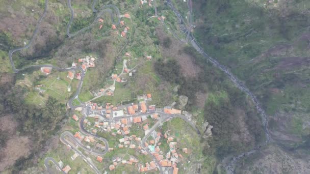 Aerial View Village Canyon Madeira Lot Rustic Small Houses Have — Video