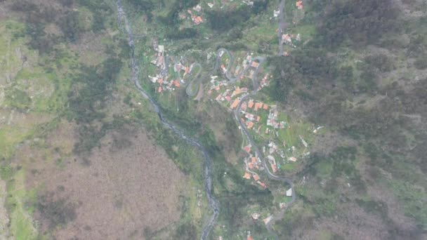 Aerial View Village Canyon Madeira Lot Rustic Small Houses Have — Video Stock