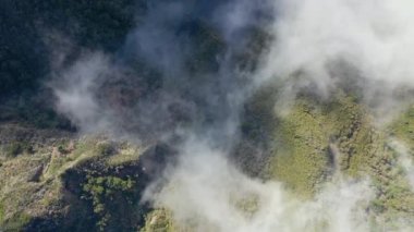 Great aerial view on a very sunny day above the clouds on the way to Pico do Ruivo in Madeira, Portugal.