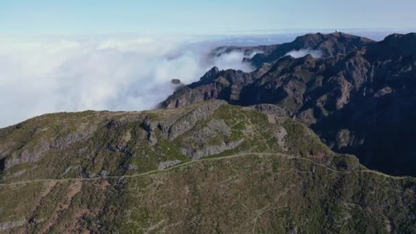 Aerial Views Madeira Hiking Trails Breathtaking Views Mountains Beautiful Island — Stock video