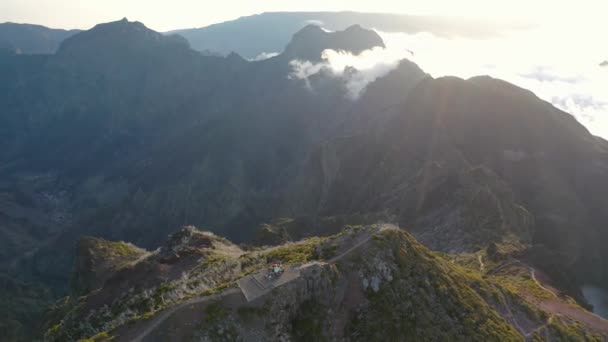 Great Aerial Shot Mountain Called Pico Ruivo Madeira Great Sea — Vídeo de Stock