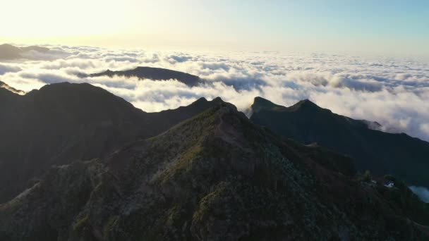 Great Aerial Shots Scenic Flight Pico Ruivo Madeira Portugal Volcanic — Vídeo de Stock