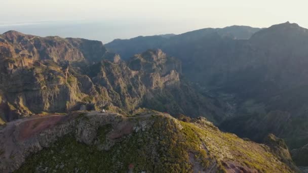 Gigantic Drone Aerial View Pico Ruivo View Pico Arieiro Beautiful — Vídeo de Stock