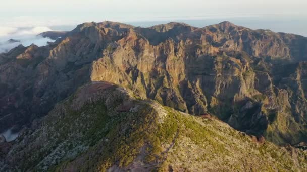 Gigantic Drone Aerial View Pico Ruivo View Pico Arieiro Beautiful — Video
