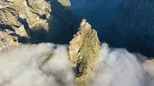 Nice Aerial Footage Ninho Manta Mountains Madeira Great Sunrise — Stock Video
