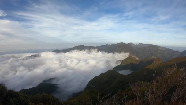 Epic Time Lapse Mountains Madeira Viewpoint Called Bica Cana Pico — Stok Video