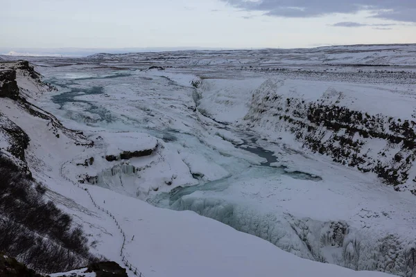 Gulfoss Uma Grande Cachoeira Círculo Ouro Islândia — Fotografia de Stock