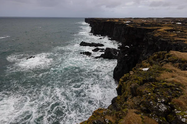 Μεγάλη Έκθεση Στα Ανοικτά Των Ακτών Της Ισλανδίας Νερό Φαίνεται — Φωτογραφία Αρχείου