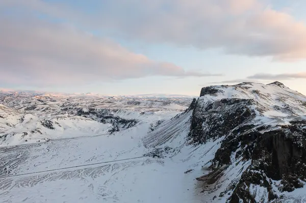 Большой Закат Над Горой Исландии Рядом Skullfoss Отличный Вид Высоты — стоковое фото