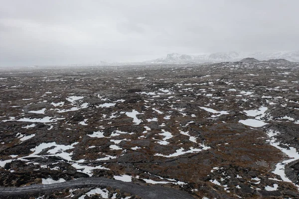 Бесплодный Ландшафт Исландии Почти Ничего Растет Потому Земля Просто Лава — стоковое фото