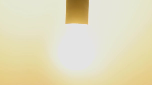 Светодиодная Лампа Включается Выключателем Начинает Светиться — стоковое видео