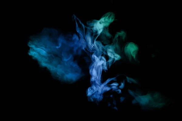 Fumo Verde Azul Sobre Fundo Preto Imagem Abstrata Perfeita Para — Fotografia de Stock