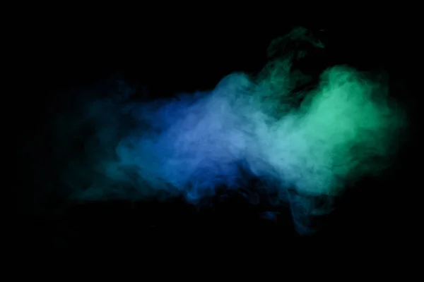 Kék Zöld Füst Fekete Háttérrel Absztrakt Kép Tökéletes Egy Mobiltelefon — Stock Fotó