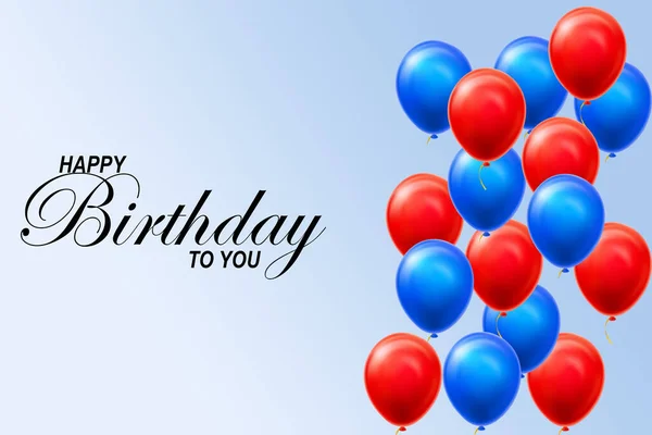 Cartão Aniversário Dois Tons Com Balões Azuis Vermelhos Espaço Para — Fotografia de Stock