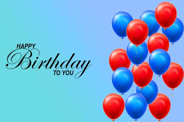 Two Tone Birthday Card Blue Red Balloons Space Write — Stock Photo, Image
