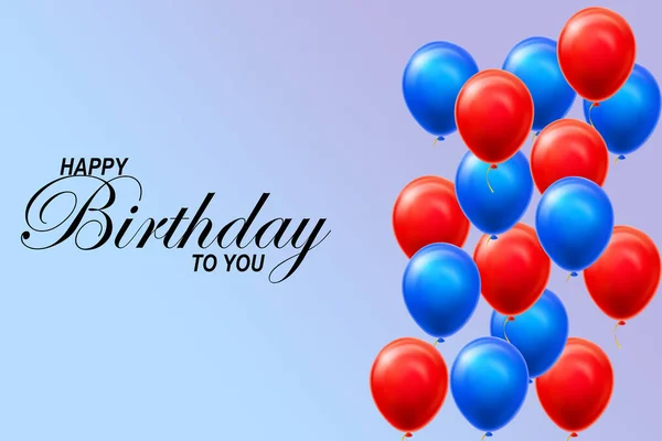 Cartão Aniversário Dois Tons Com Balões Azuis Vermelhos Espaço Para — Fotografia de Stock