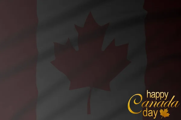 Happy Canada Day on the first of July. The day celebrating the independence of Canada. A Canadian flag and gold lettering with the text 