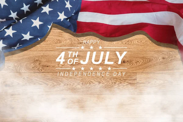 Självständighetsdagen Fjärde Juli Bokstäver Rustik Trä Bakgrund Med Den Amerikanska — Stockfoto