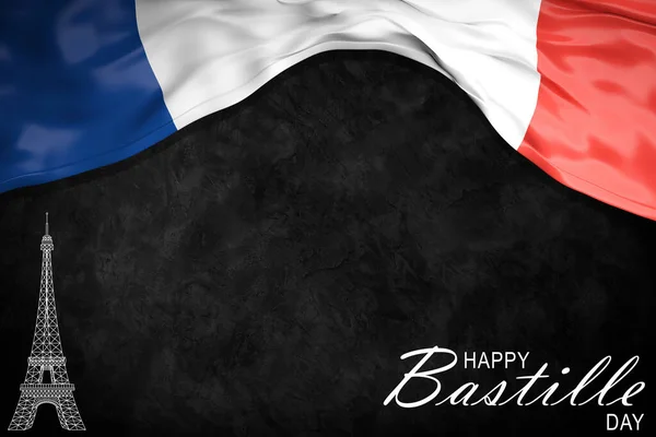 7月14日のハッピーバスティーユデー フランス独立記念日 フランス語 French Independence Day フランスの国旗 — ストック写真