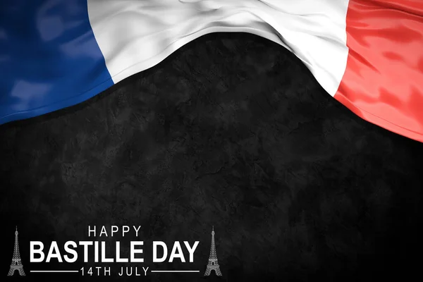 Boldog Bastille Napot Július Francia Függetlenség Napja Fekete Alapon Francia — Stock Fotó