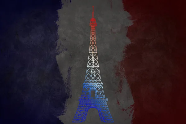 Francouzská Vlajka Jako Pozadí Psaním Happy Bastille Day — Stock fotografie