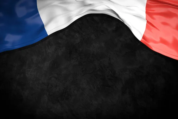 Bandera Francesa Sobre Fondo Negro Abstracto Mucho Espacio Para Textos — Foto de Stock