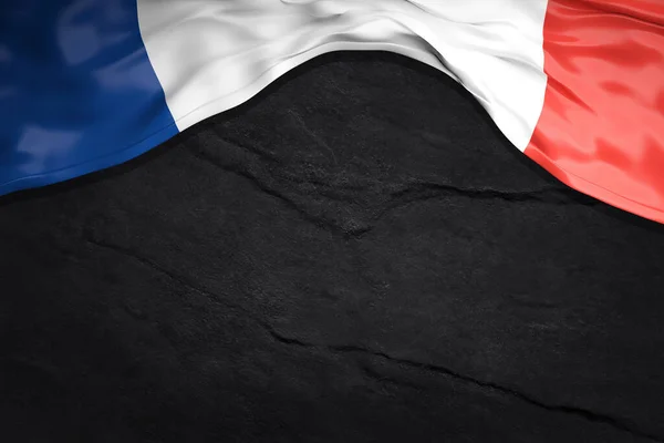 Bandera Francesa Sobre Fondo Negro Abstracto Mucho Espacio Para Textos — Foto de Stock