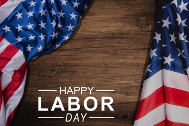 İşçi Bayramı Ahşap Tasarımı. Banner, Poster, Tebrik Kartı. Vektör İllüstrasyonu.