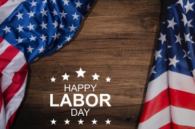 İşçi Bayramı Ahşap Tasarımı. Banner, Poster, Tebrik Kartı. Vektör İllüstrasyonu.