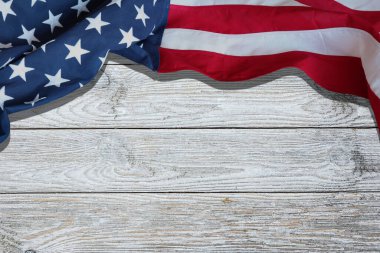 Amerikan bayrağı için Amerika Birleşik Devletleri tatil badanalı ahşap arka plan üzerinde.