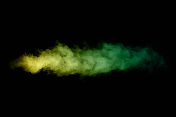 黒い背景に黄色と緑の蒸気 スペースのコピー — ストック写真