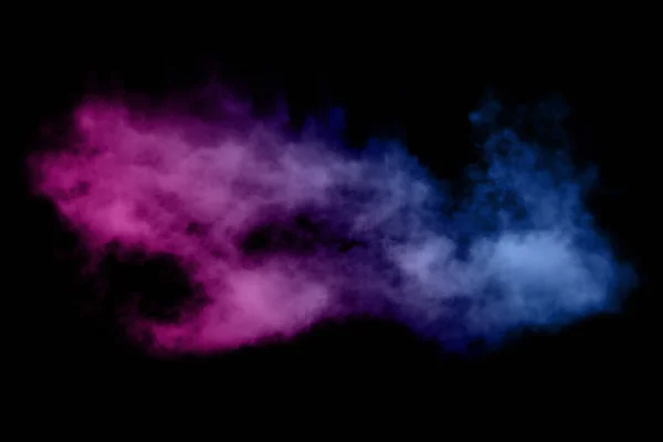 Zbliżenie Kolorowe Różowy Niebieski Dym Parowy Mistycznych Bajecznych Formach Czarnym — Zdjęcie stockowe