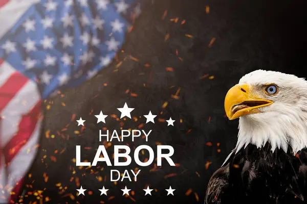 Buon Labor Day Banner Sfondo Patriottico Americano American Bald Eagle — Foto Stock