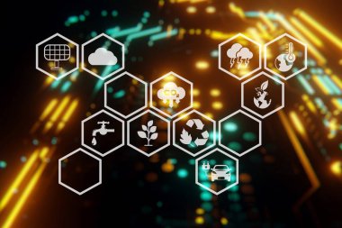 Ekosistem yönetimi kavramı. Müşterilerin ihtiyaçlarını karşılamak için karmaşık planlama, organize etme ve kaynakları kontrol etme süreci. Mal ve hizmetlerin verimli akışı ve depolanması.