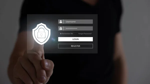 Businessman login security system ,and connect to the internet network ,internet security concept , digital security unlocking or encryption , secure login authorization ,Protecting data from theft.
