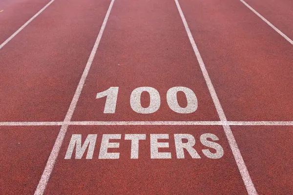 Running track 100 meters concept. Concept for olympic games or reaching business goals.