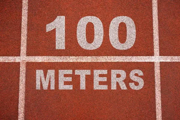 Running track 100 meters concept. Concept for olympic games or reaching business goals.