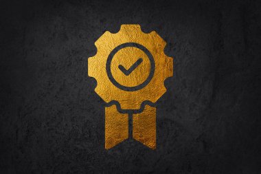 Defne çelenkleriyle altın kaliteli etiketler. ISO Sertifikası.