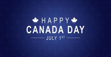 Kanada 'nın ulusal gününü kutlamak için havai fişek posterli akçaağaç yaprağı. Kanada günün kutlu olsun. Kanada bayrağı, havai fişekler, kırmızı akçaağaç yaprağı. vektör illüstrasyonu.