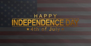 Vatansever Amerikan Bayrakları Sınırı ve Mavi Bulanık Bokeh Işıkları ABD Arkaplan, Bağımsızlık Günü Typography Design Design Design