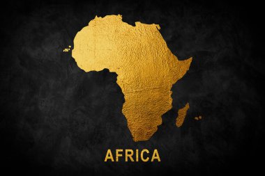 Afrika kıtası, siyah arkaplanda altın parıltısından şekillenmiştir..