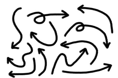 İzole vektör okları, beyaz arkaplana çizilmiş eller.