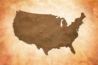 Kahverengi kağıt üzerinde Usa haritası. Klasik harita. Amerika Birleşik Devletleri 'nin Gerçekçi Haritası.